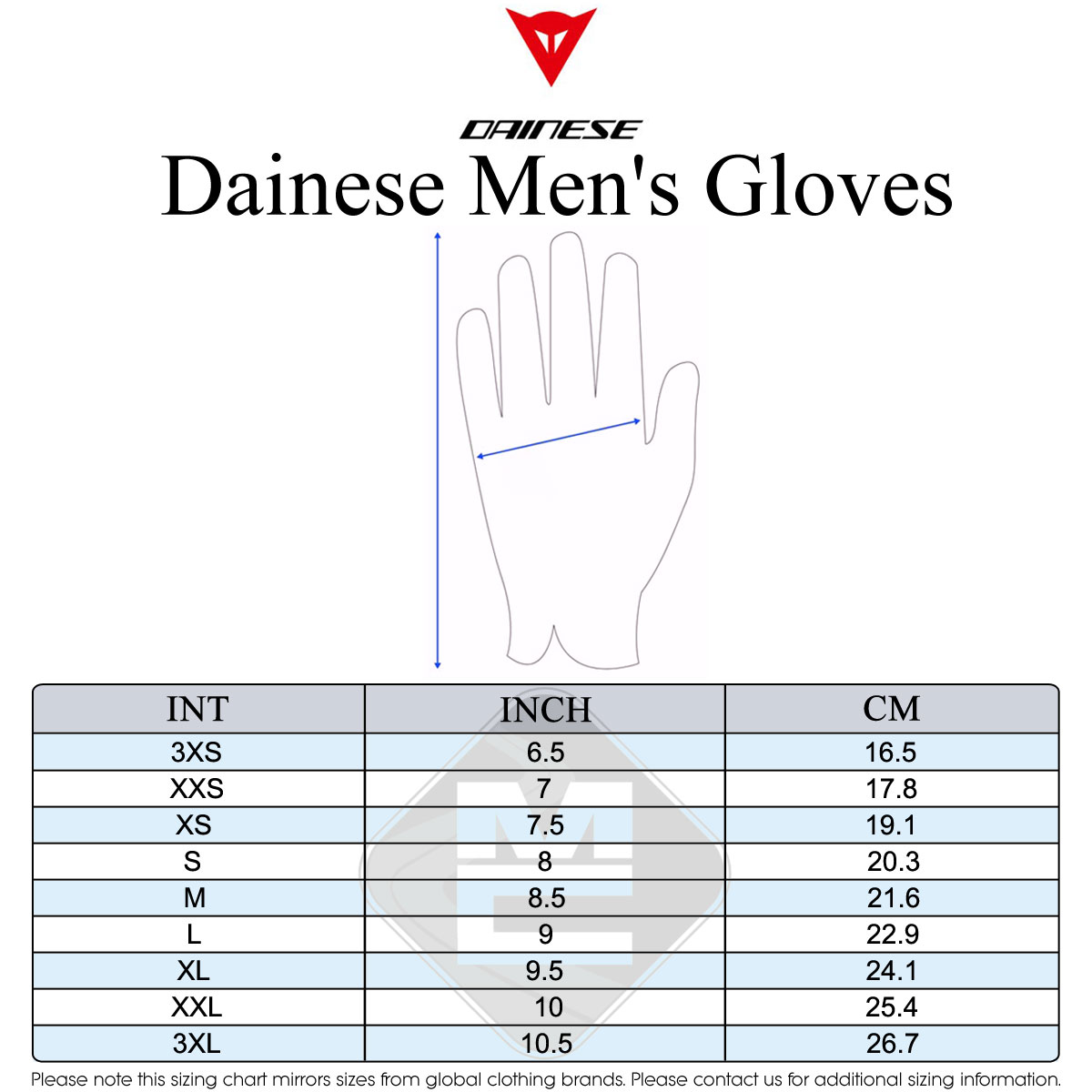 Dainese Men's Size Guide