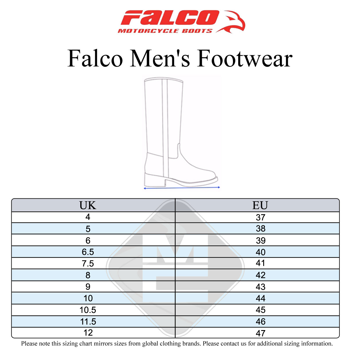 Falco Men's Size Guide