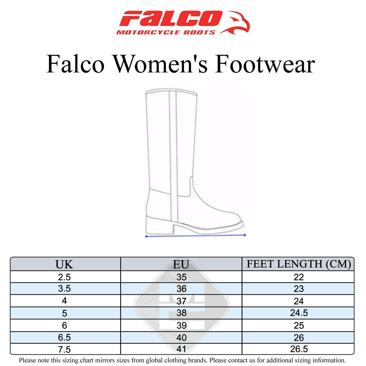 Falco Women's Size Guide