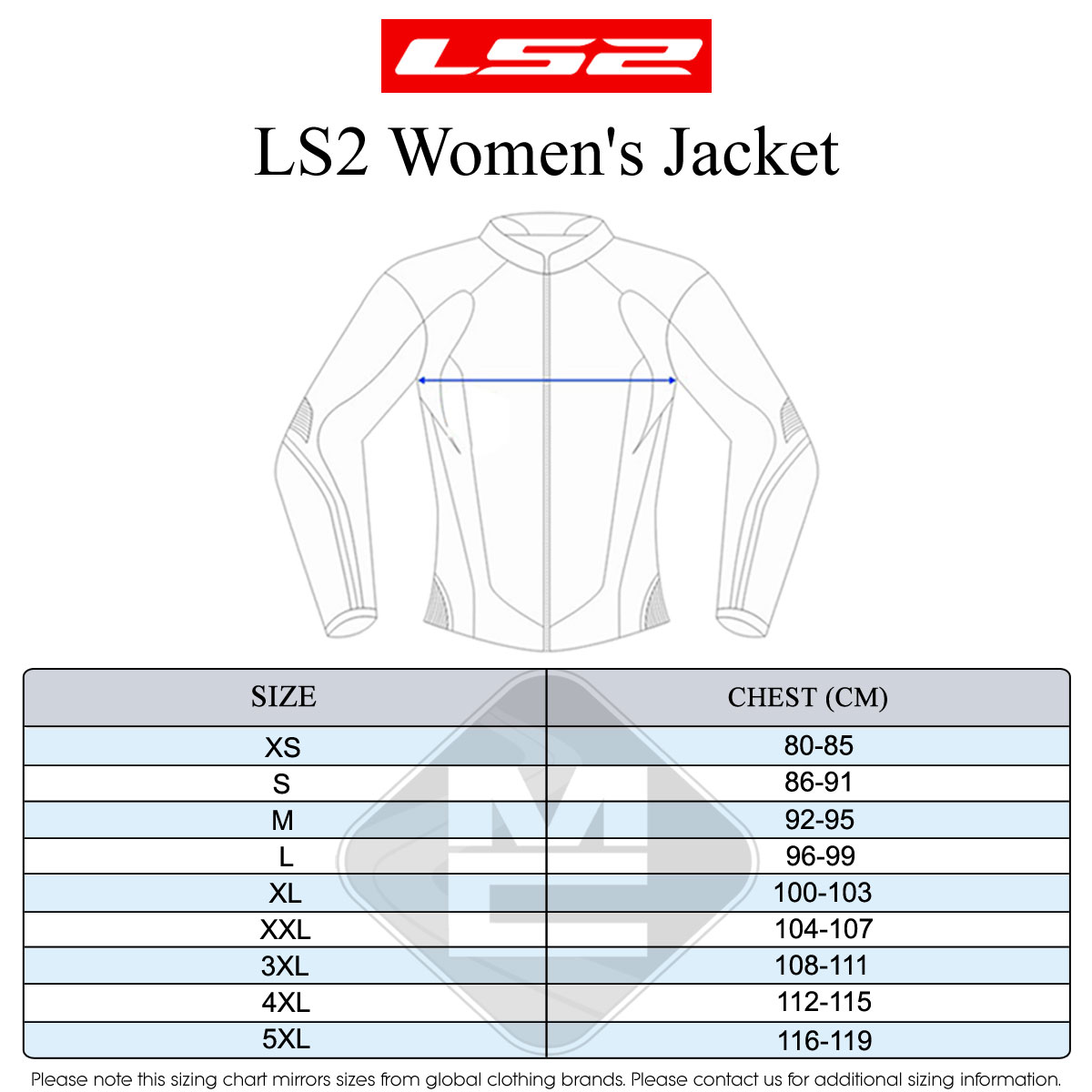 LS2 Women's Size Guide