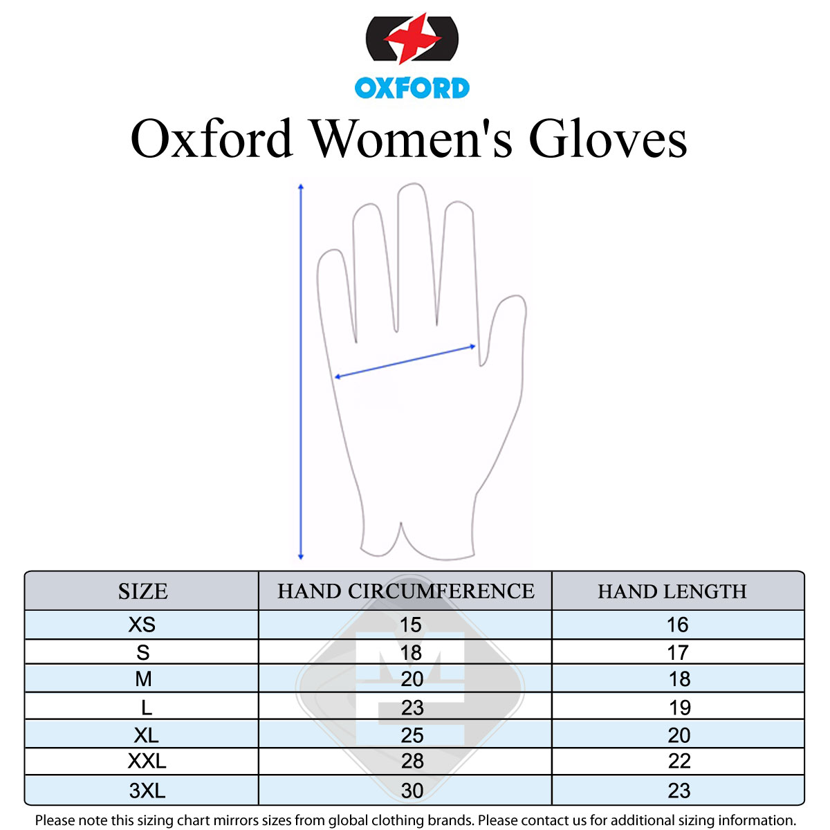 Oxford Women's Size Guide