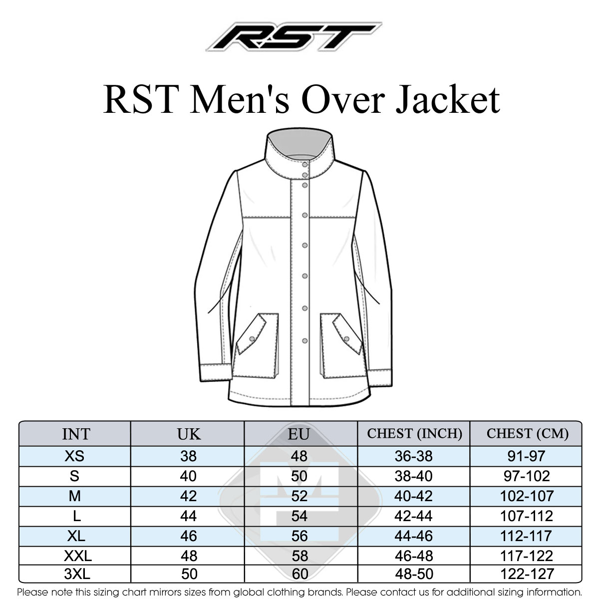 RST Men's Size Guide