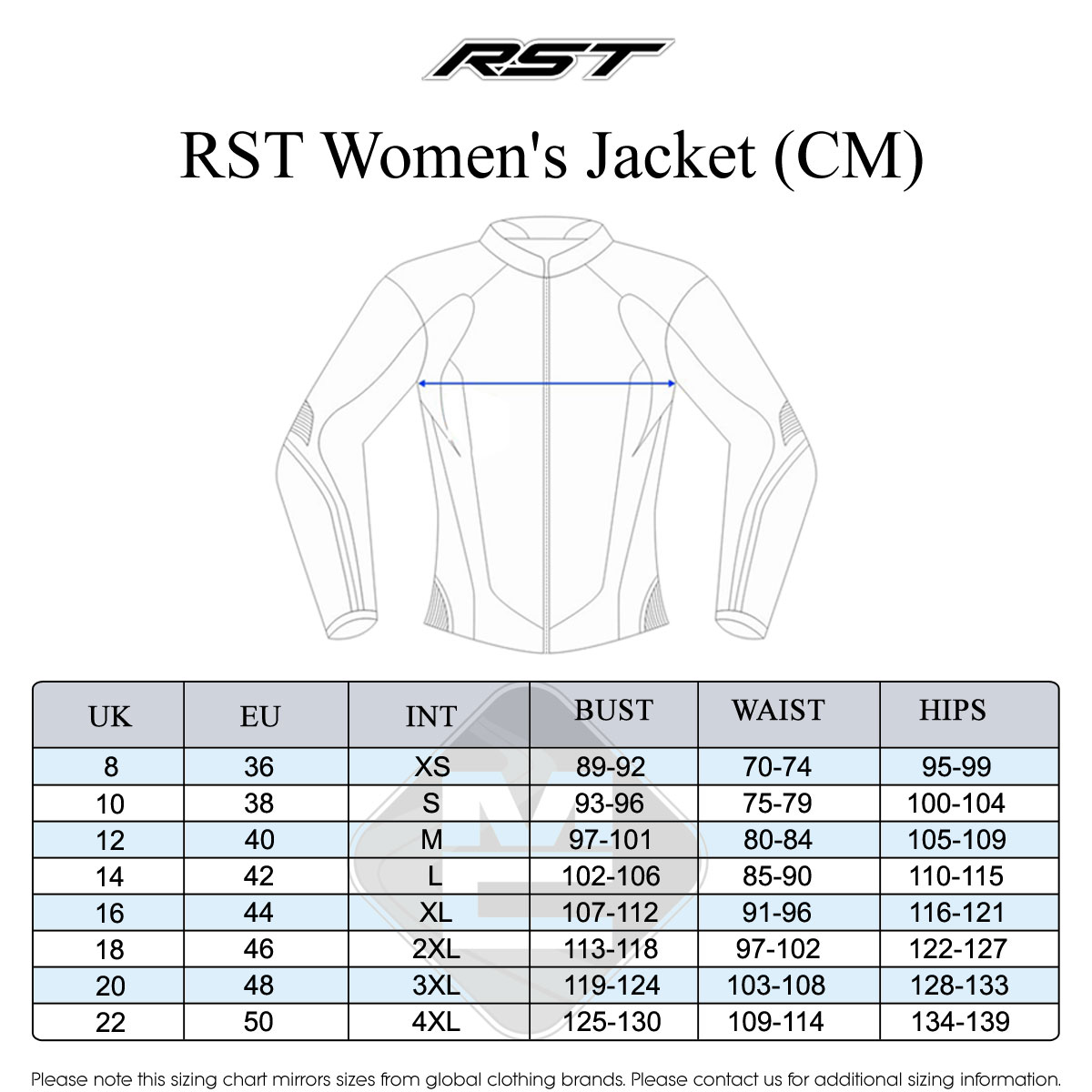 RST Women's Size Guide