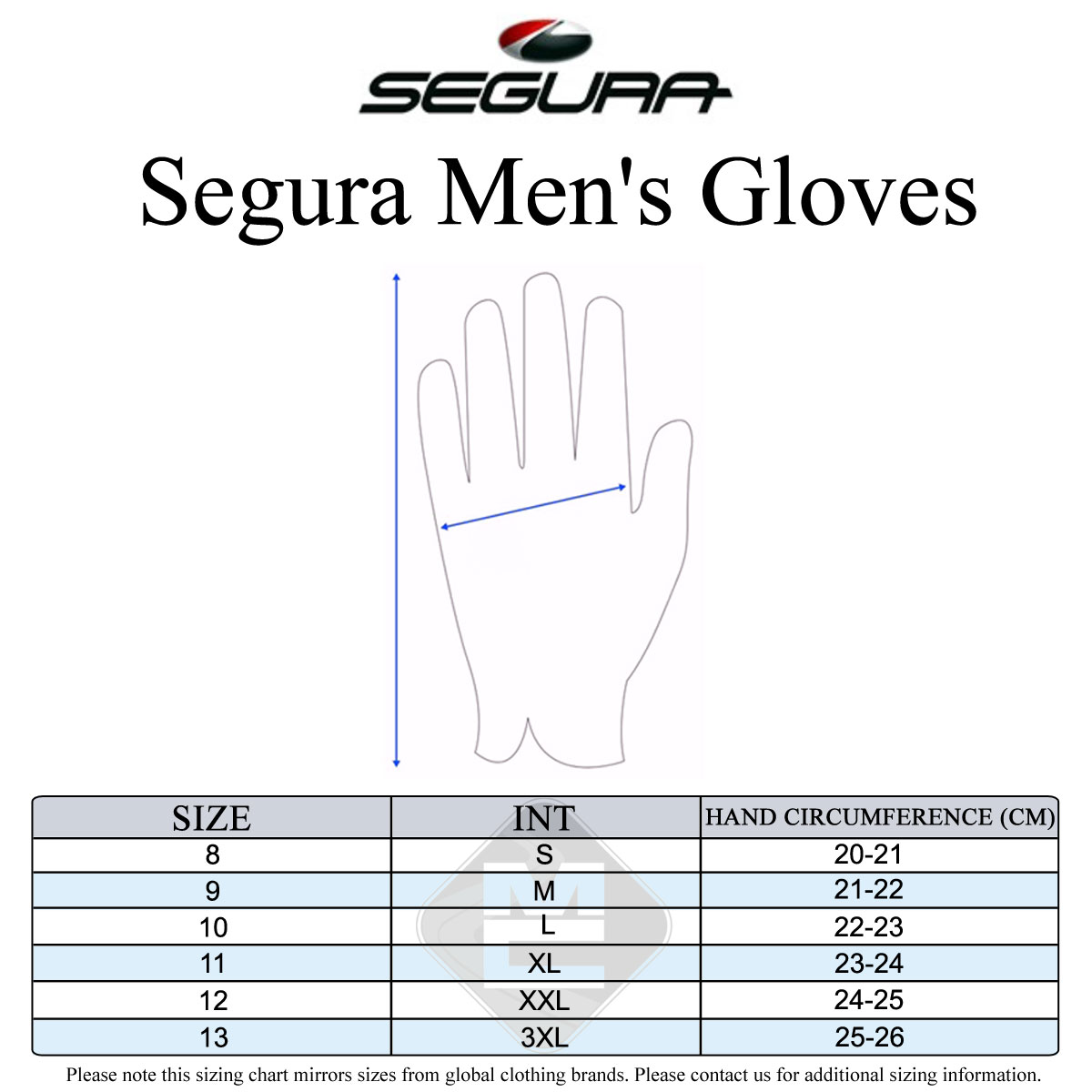 Segura Men's Size Guide