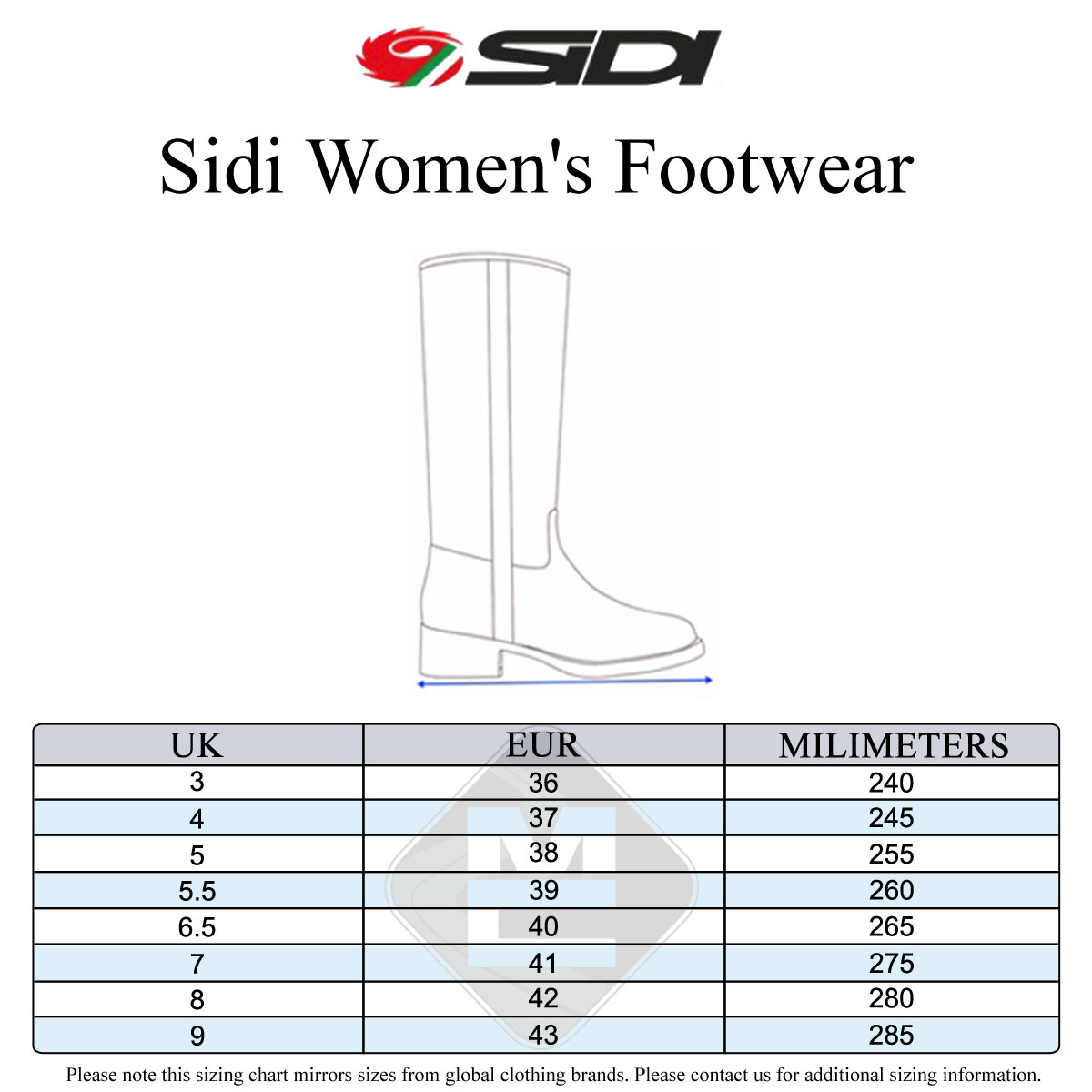 Sidi Women's Size Guide