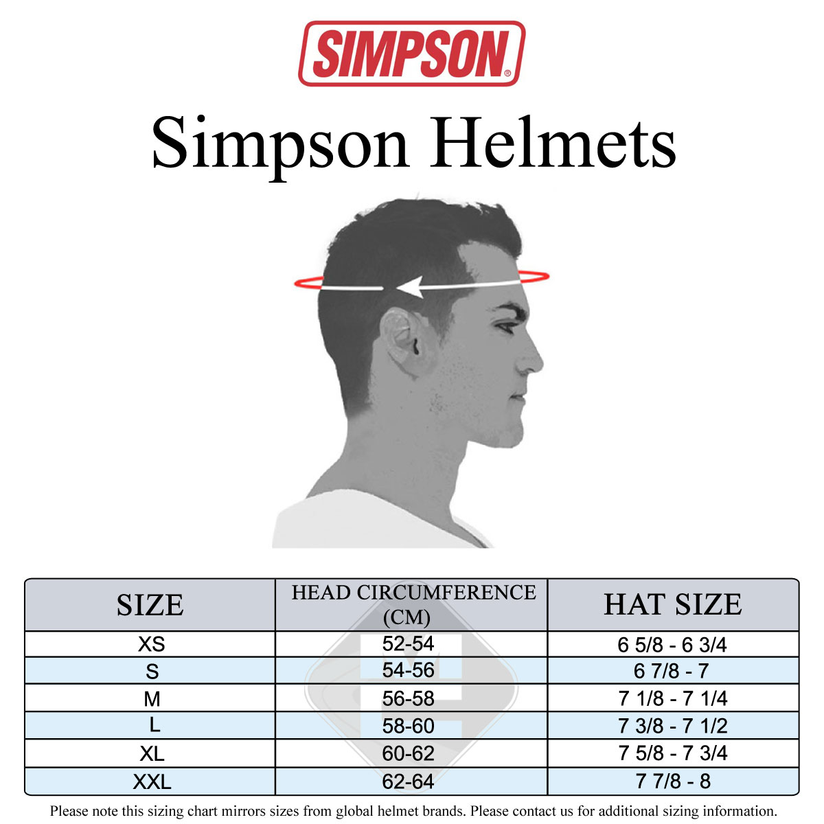 Simpson Men's Size Guide