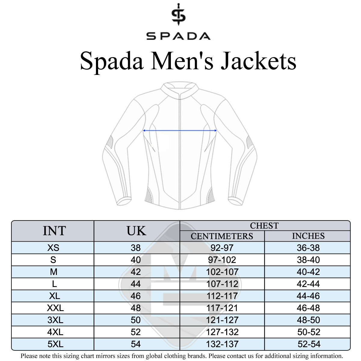 Spada Men's Size Guide